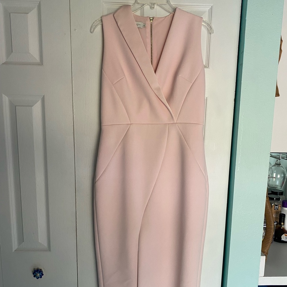 NWOT Ted Baker Heavy Crepe Pink Stretch Dress 3 (8/10) Tilola Sleeveless